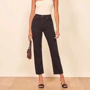 Reformation Cynthia High Rise Straight Jeans - Black (Seattle)